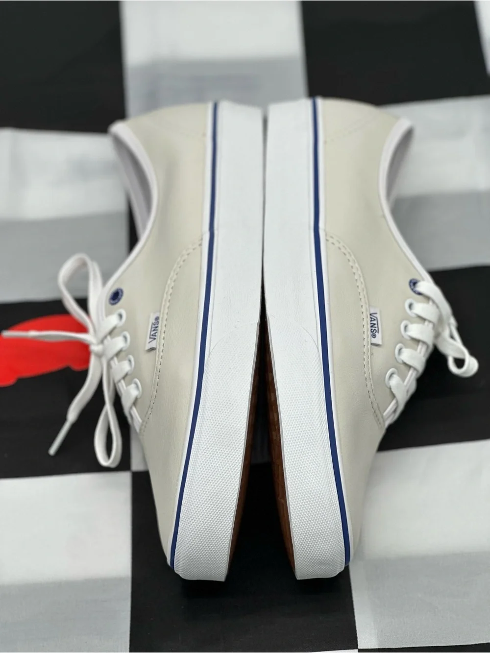 Vans Low-Top Sneakers in Off-White with Navy Trim